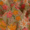 Tissu viscose fleurs et papillons - kaki clair x 10 cm