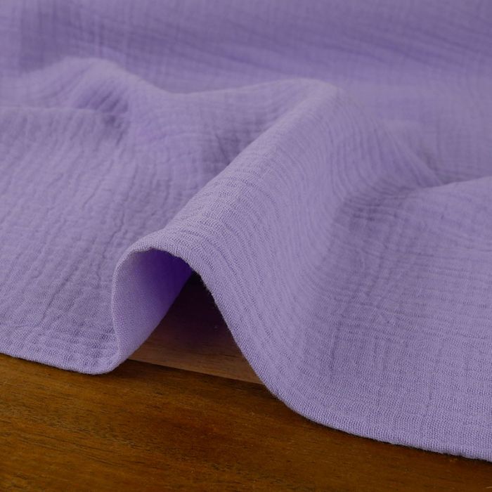 Tissu double gaze bio - lilas  x 10 cm