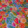 Tissu viscose fleurs peinture - multicolore x 10 cm