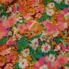 Tissu viscose oeko-tex fleurs vintage - rose x 10 cm