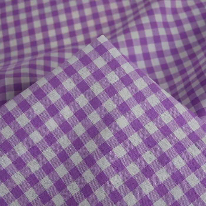 Tissu coton vichy grands carreaux - violet x 10 cm