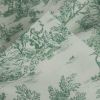 Tissu popeline coton toile de jouy vert - écru x 10 cm