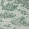 Tissu popeline coton toile de jouy vert - écru x 10 cm