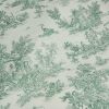Tissu popeline coton toile de jouy vert - écru x 10 cm