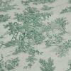 Tissu popeline coton toile de jouy vert - écru x 10 cm