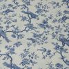 Tissu cretonne toile de jouy mésanges - bleu x 10 cm