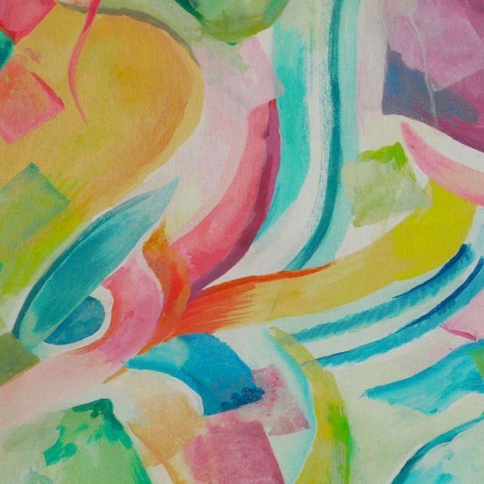 Tissu bachette coton peinture abstraite - pastel x 10 cm