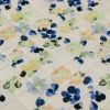 Tissu matelassé fleurs pochoirs - écru x 10 cm