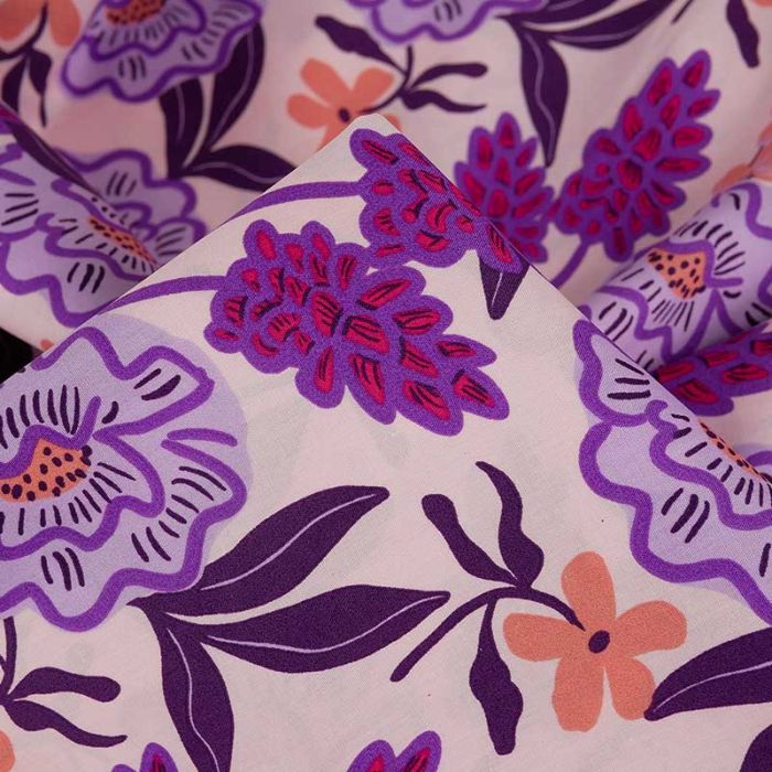 Tissu popeline coton Fresh flowers violet - Nerida Hansen x 10 cm