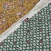 Tissu matelassé réversible fleurs bohème - ocre x 10 cm