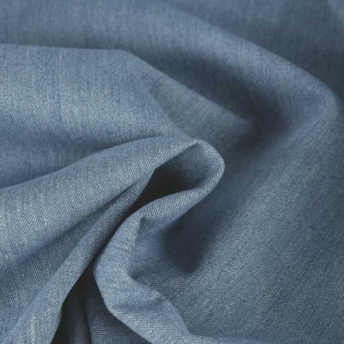 Tissu jean denim stretch haute couture - bleu ciel x 10 cm