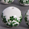 Perle en céramique Fleurie ronde Verte 16mm x1
