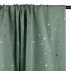 Tissu double gaze coeurs dorés - vert de gris x 10cm