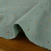 Tissu double gaze coeurs dorés - vert de gris x 10cm