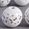 Perle en céramique Fleurie ronde Blanche 20mm x1