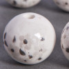 Perle en céramique Fleurie ronde Blanche 16mm x1