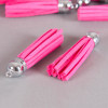 Pendentif pompon metal et suedine 58mm fuchsia x1