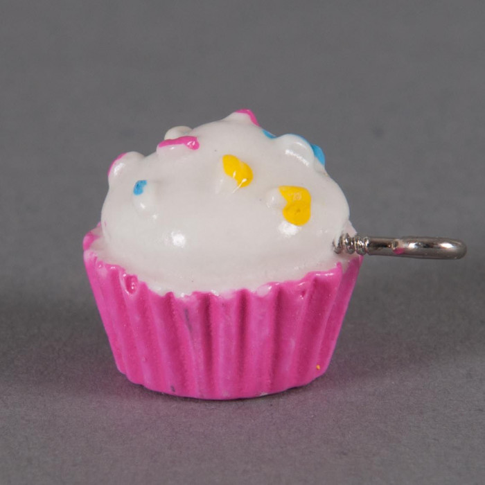 Breloque Cupcake vermicelles - rose fuchsia x1