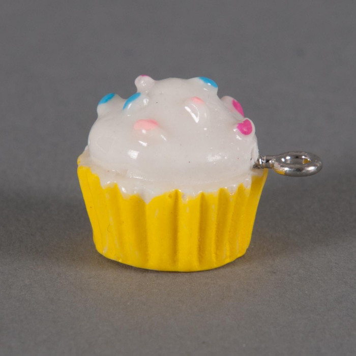 Breloque Cupcake vermicelles - jaune x1