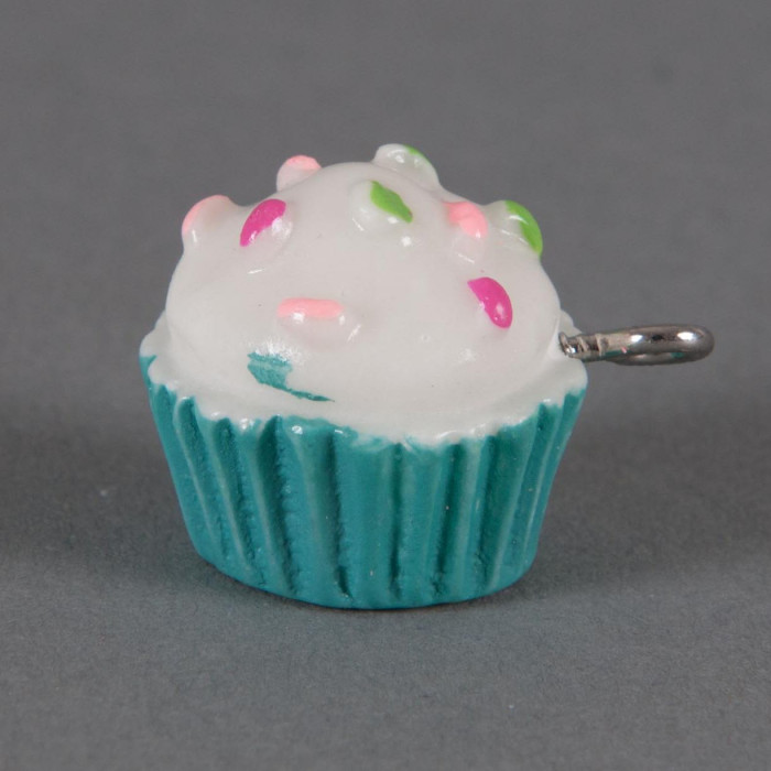 Breloque Cupcake vermicelles - bleu x1