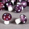 Perle en verre champignon 19mm violet à pois blanc x1
