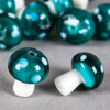 Perle en verre champignon 19mm vert à pois blanc x1
