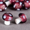 Perle en verre champignon 19mm mauve à pois blanc x1