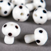Perle en verre champignon 19mm blanc à pois noir x1