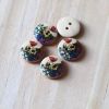 Bouton en bois fleurs Oris 15 mm - papillon x1