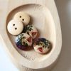 Bouton en bois fleurs Oris 15 mm - papillon x1