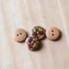 Bouton en bois fleurs Myra 15 mm - rouge x1