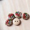 Bouton en bois fleurs Zelna 18 mm - multicolore x1