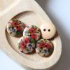 Bouton en bois fleurs Zelna 18 mm - multicolore x1
