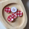 Bouton en résine motif vichy lurex 13 mm x 20