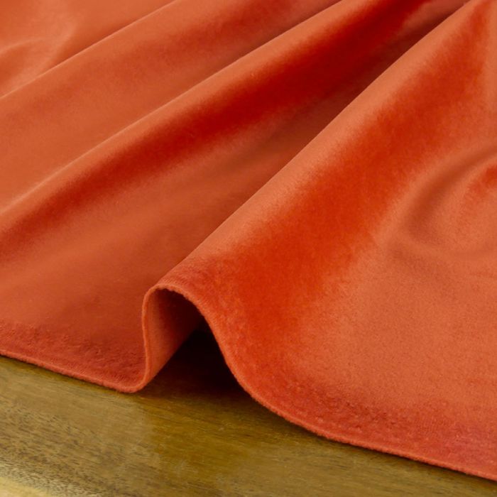 Tissu velours ras - orange x 10 cm