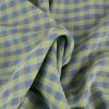 Tissu double gaze vichy jaune - bleu lavande x 10 cm