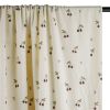 Tissu jersey éponge coton cerises - écru x 10 cm