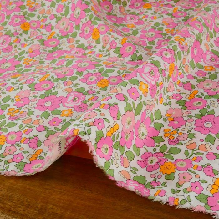 Tissu Liberty of London Betsy rose - orange fluo x 10 cm