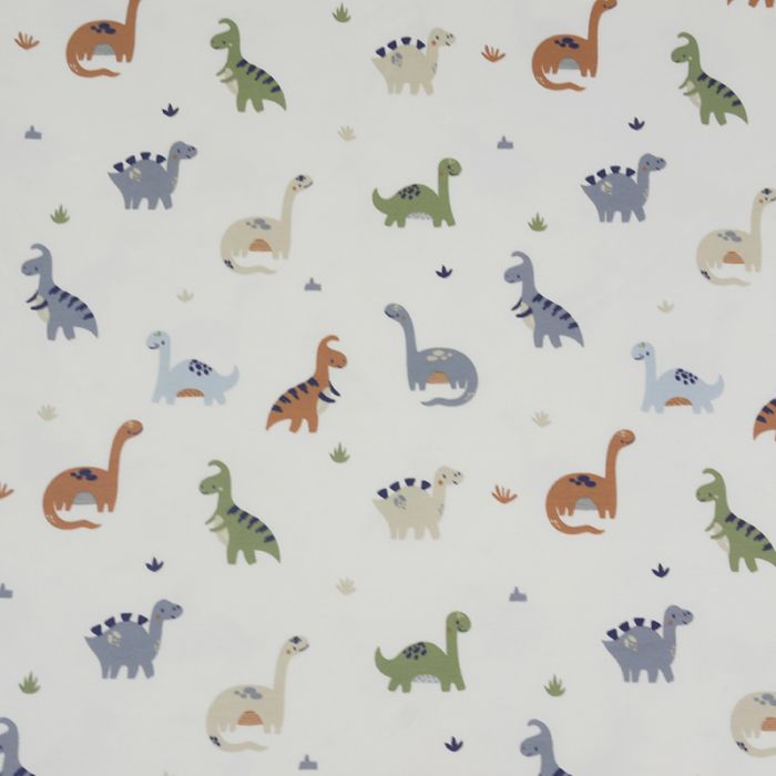 Tissu jersey fin dinosaures - écru x 10 cm
