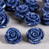 Fleur en poudre de nacre 12 mm bleu nuit x1
