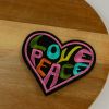 Ecusson thermocollant Coeur Love Peace - noir