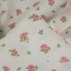 Tissu popeline coton fleurs roses - blanc cassé x 10 cm