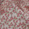 Tissu popeline coton jardin de fleurs roses - blanc cassé x 10 cm