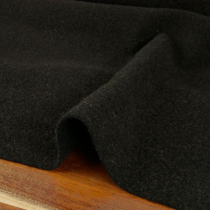 Tissu drap de laine poils haute couture - noir x 10 cm