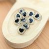 Bouton transparent coeur noir 11 mm x 1