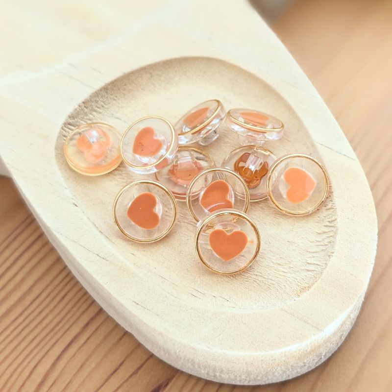 10 Boutons En Plastique Doré En Forme De Cœur - 11 Mm De Hauteur, Pour Layette