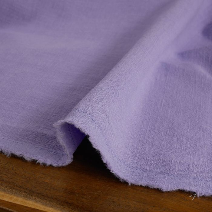 Tissu lin lavé uni - violet lilas x 10 cm