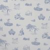 Tissu batiste coton toile de jouy - bleu x 10 cm