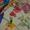Tissu demi-natté herbier multicolore - beige x 10 cm