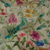 Tissu demi-natté herbier multicolore - beige x 10 cm